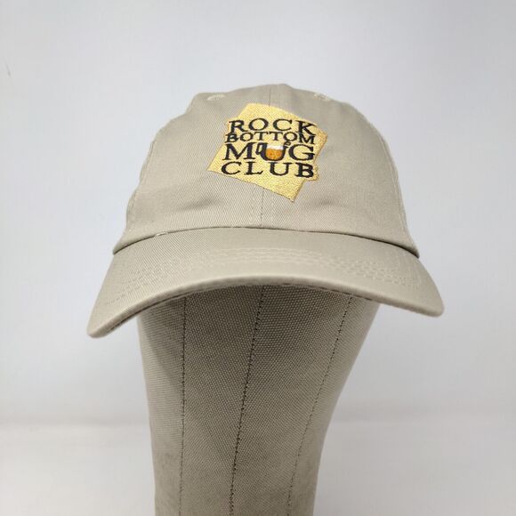 Rock Bottom Mug Club Men's Hat Tan Adjustable Embroidered Logo Slideback - Picture 2 of 11